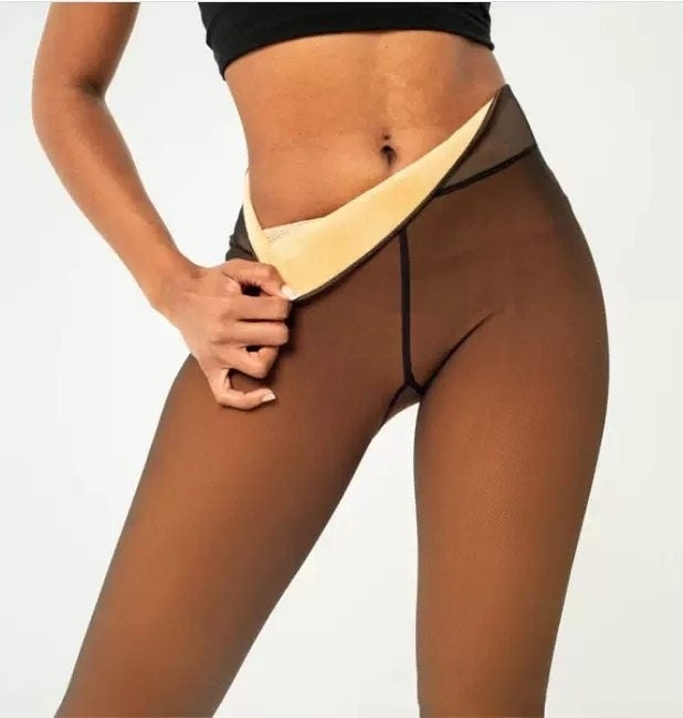 Velura Bare-Leg Look Fleece Tights